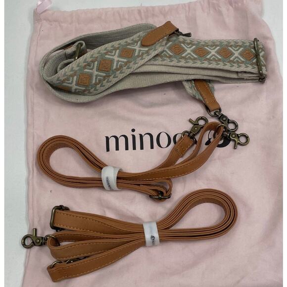 MINOOY TAN LEATHER KISS LOCK CROSSBODY SHOULDER BAG - Picture 3 of 7